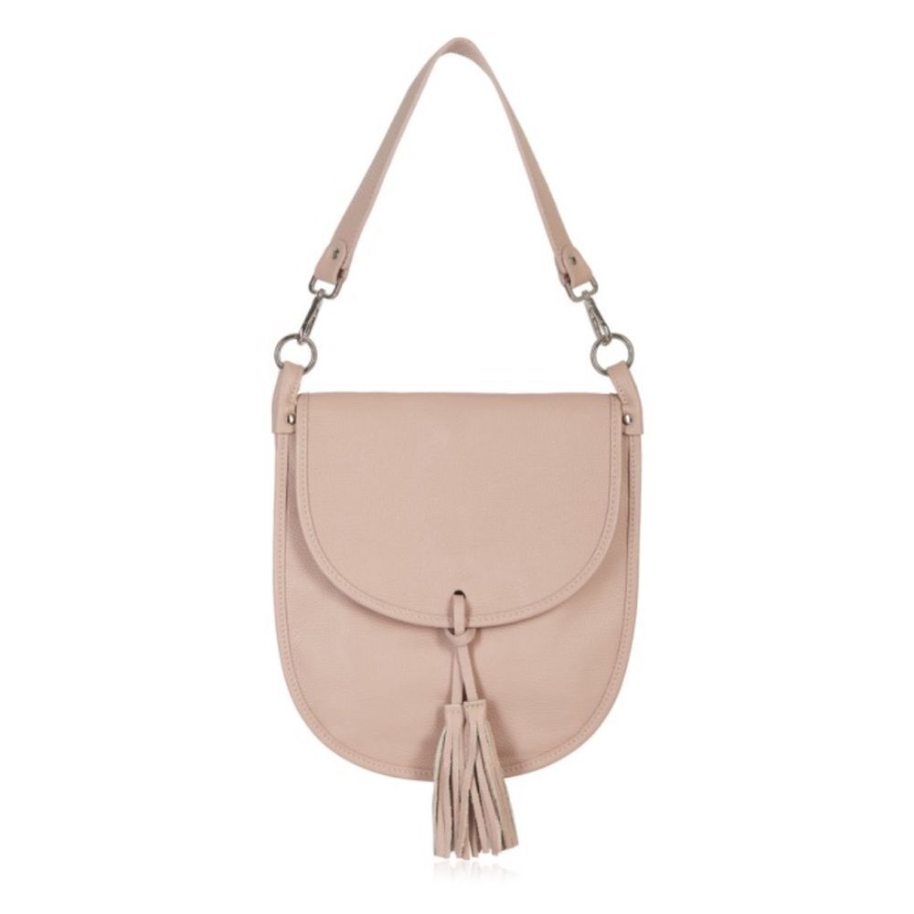 NEW Andrea Cardone Made In Italy Antique Pink Leather Tassel Shoulder Bag